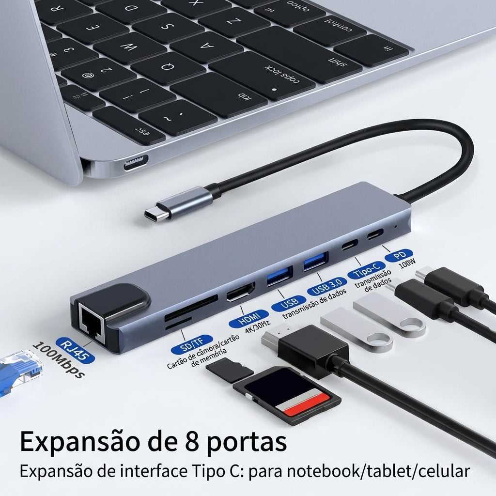 Estação de Comando 8 em 1 – Expansão Tática e Conectividade Absoluta
